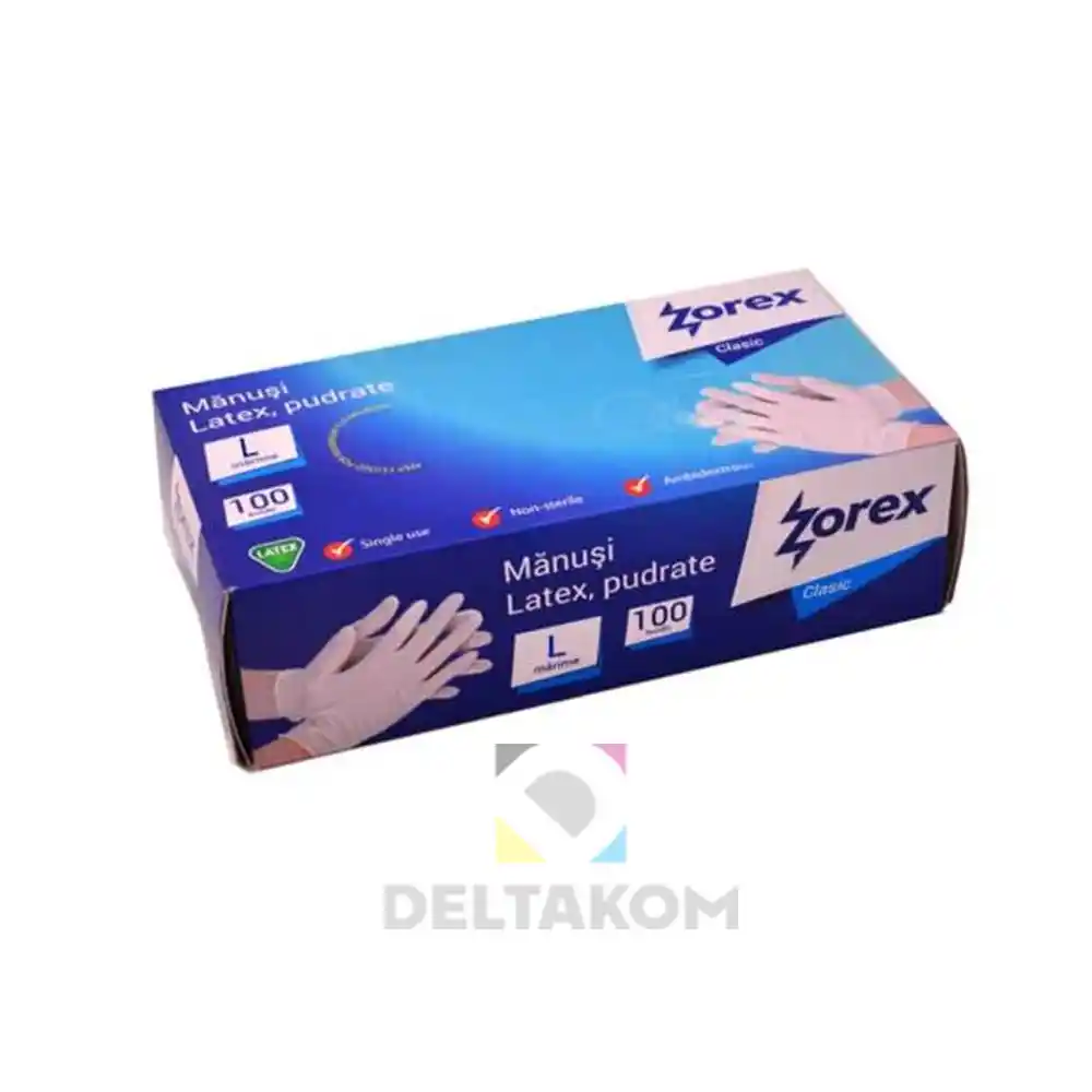 Rokavice LATEX L s pudrom 100 kos bela