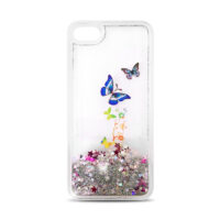 Liquid Glitter Ovitek Butterfly iphone 5/5S silver