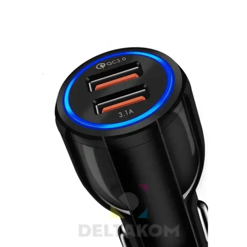 Avtopolnilec NEXERI 2x USB 3.1A | Hitro polnjenje QC 3.0 - slika 2