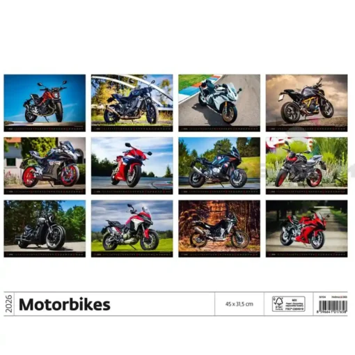 Koledar stenski MOTORBIKES 2026 – motoristični koledar - slika 2