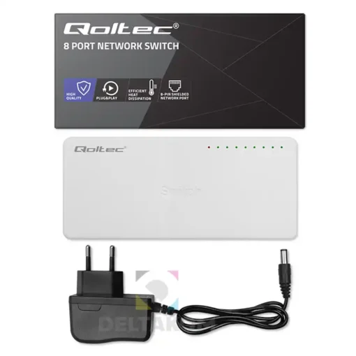 Network Switch 8 port 1000 Mbps z adapterjem