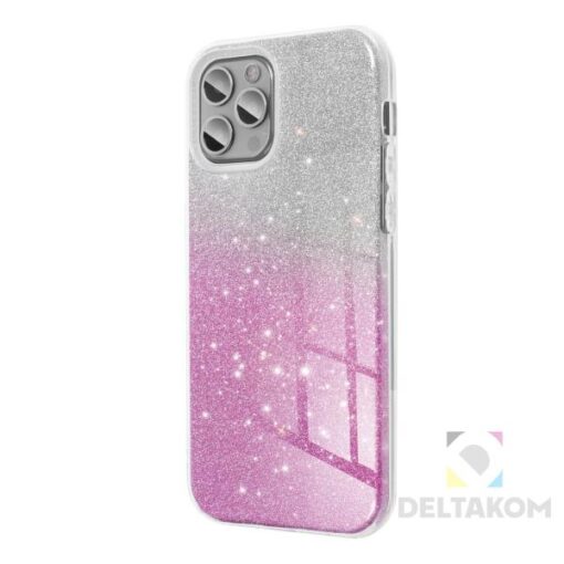 Ovitek Shining Case iPhone 13 prozorni/pink - slika 2