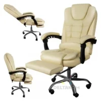 Pisarniški stol z naslonom za noge bež