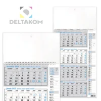 Koledar 4-DELNI ŠPIRALNI s planerjem siv