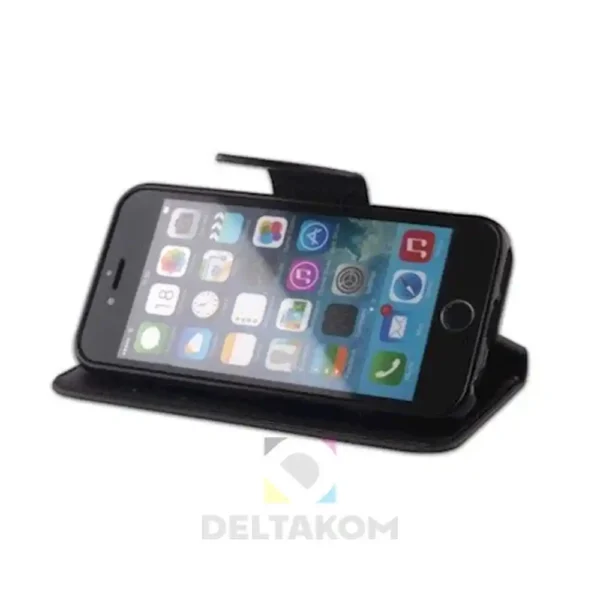 Ovitek fancy book črn stojalo telefon
