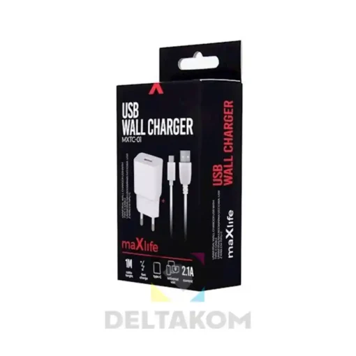 Polnilec Maxlife MXTC-01 USB + kabel C-tip