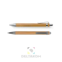 Kemični svinčnik BAMBOO 14 cm – naraven bambus, modro črnilo