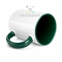 Skodelica za sublimacijo 330 ml – barvna notranjost in ročaj TEMNO ZELENA