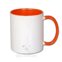 Skodelica za sublimacijo 330 ml – barvna notranjost in ročaj ORANŽNA