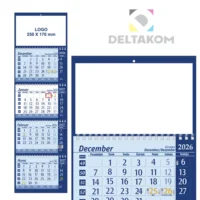Koledar poslovni špiralni 4-delni moder – z robom