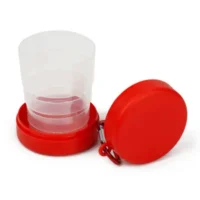 Zložljiv potovalni vrč 220 ml s sponko za karabin_rdeča