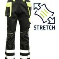 SEVEN KINGS Delovne hlače SOLAR stretch dolge odsevne ČRNA/RUMENA