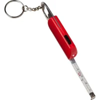 Keyring LED light bottle opener measuring tape 1m rdeča