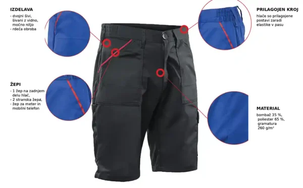 MAX-POPULAR KRATKE HLAČE TEMNO SIVE