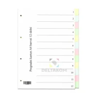 Pregradni karton A4 12 delni – barvni kartoni z jezički