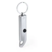 Obesek za ključe iz recikliranega aluminija odpirač za steklenice LED-lučka srebrna