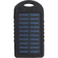 Prenosna baterija 4000 mAh s sončnim polnilnikom črna