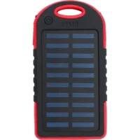Prenosna baterija 4000 mAh s sončnim polnilnikom rdeča