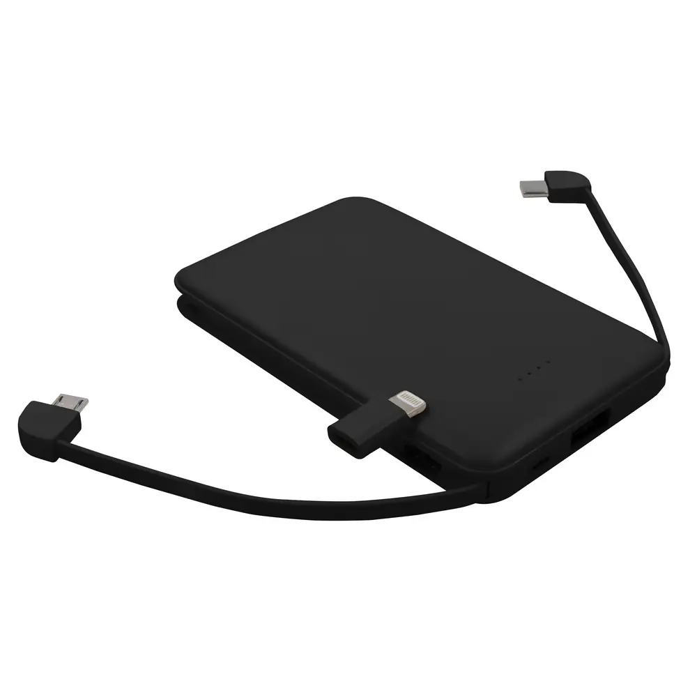 Prenosna baterija 5000 mAh z vgrajenimi kabli vključno z adapterjem Presley črna_Galerija 2