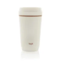 Topl – kozarec za na pot iz reciklirane plastike s patentiranim pokrovom 360 354 ml bela