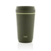 Topl – kozarec za na pot iz reciklirane plastike s patentiranim pokrovom 360 354 ml zelena