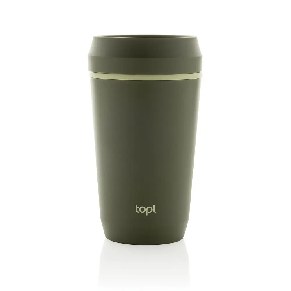 Topl – kozarec za na pot iz reciklirane plastike s patentiranim pokrovom 360 354 ml zelena