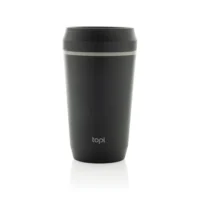 Topl – kozarec za na pot iz reciklirane plastike s patentiranim pokrovom 360 354 ml siva