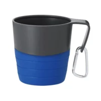 Zložljiva potovalna skodelica 340 ml s karabinko modra