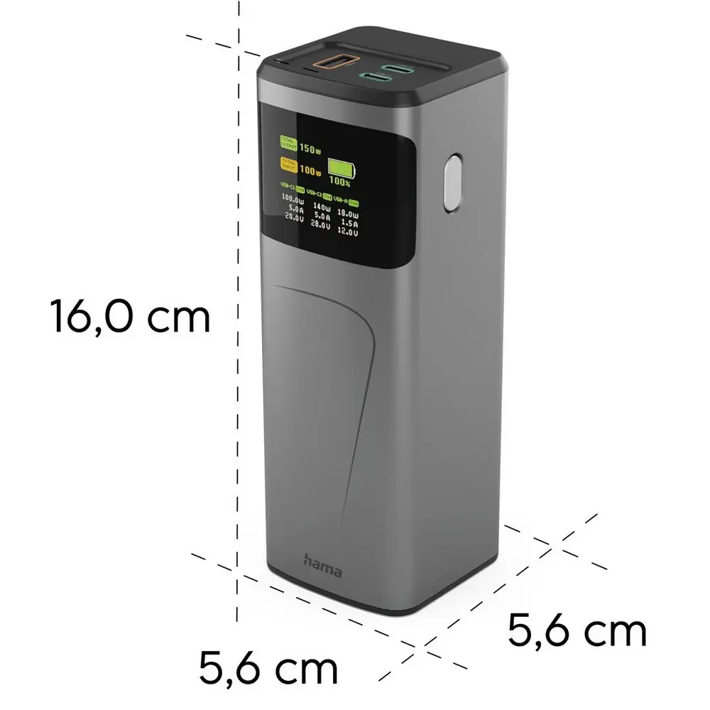 Prenosna baterija 24.000 mAh Hama High Power 150 W Grafit_Galerija 2