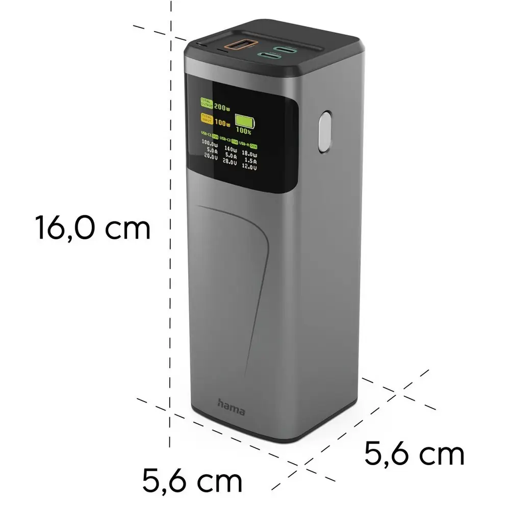 Prenosna baterija 24.000 mAh Hama High Power 200 W Grafit_Galerija 2