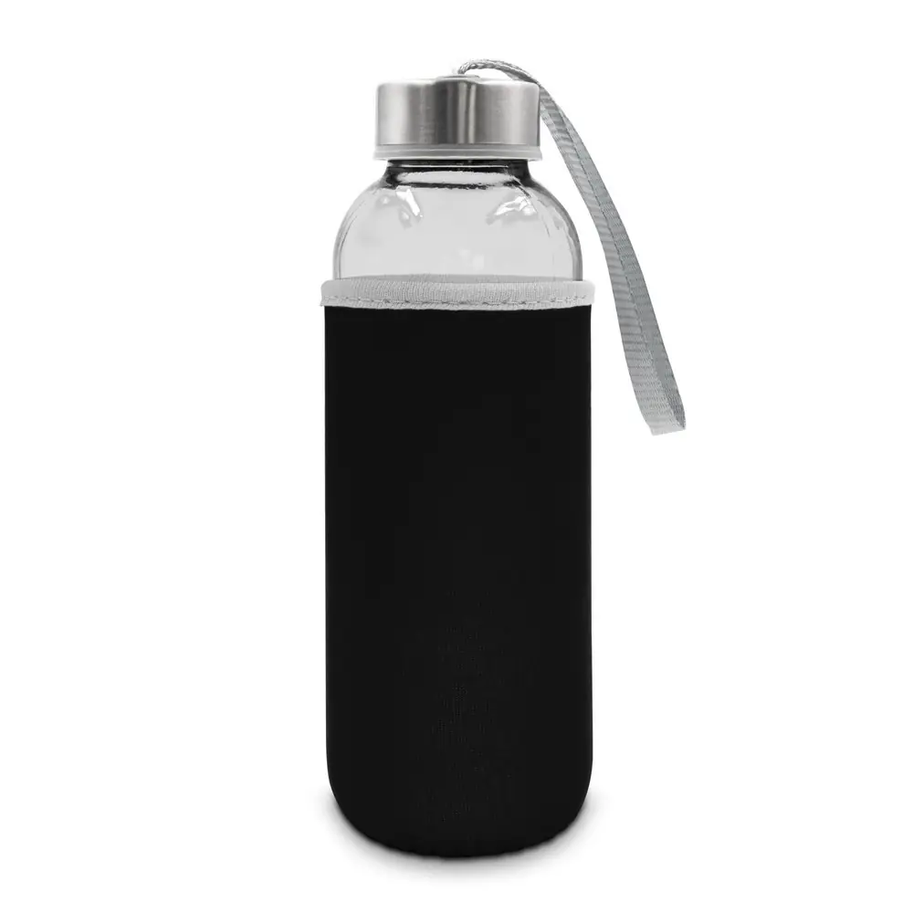 Steklena steklenica 420 ml z vrečko Bob V0462-03 črna_Galerija 2