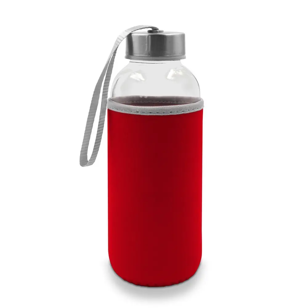 Steklena steklenica 420 ml z vrečko Bob V0462-05 rdeča_Galerija 1