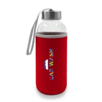 Steklena steklenica 420 ml z vrečko Bob V0462-05 rdeča