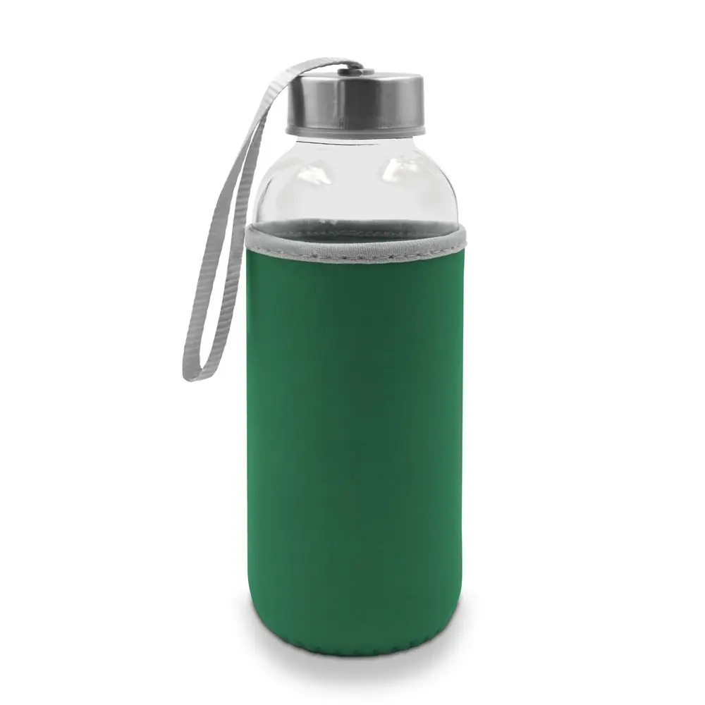 Steklena steklenica 420 ml z vrečko Bob V0462-06 zelena